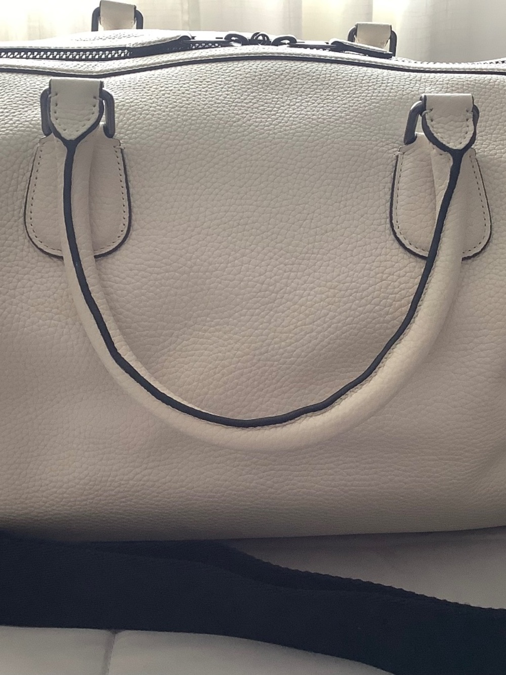 COACH CREAM PEBBLE LEATHER DUFFLE BAG